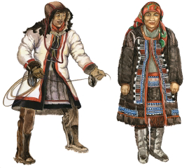 Зимний кафтан (дудыка) и женский зимний наряд